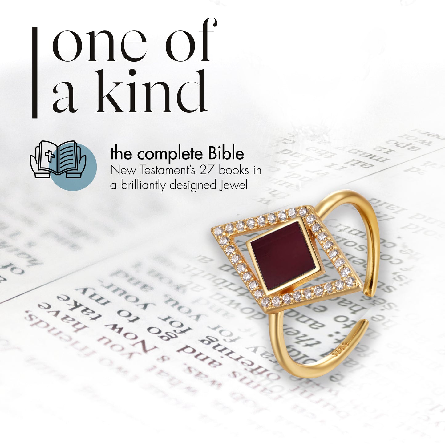 Bible Ring – Vintage Christian Ring with Nano New Testament Engraved