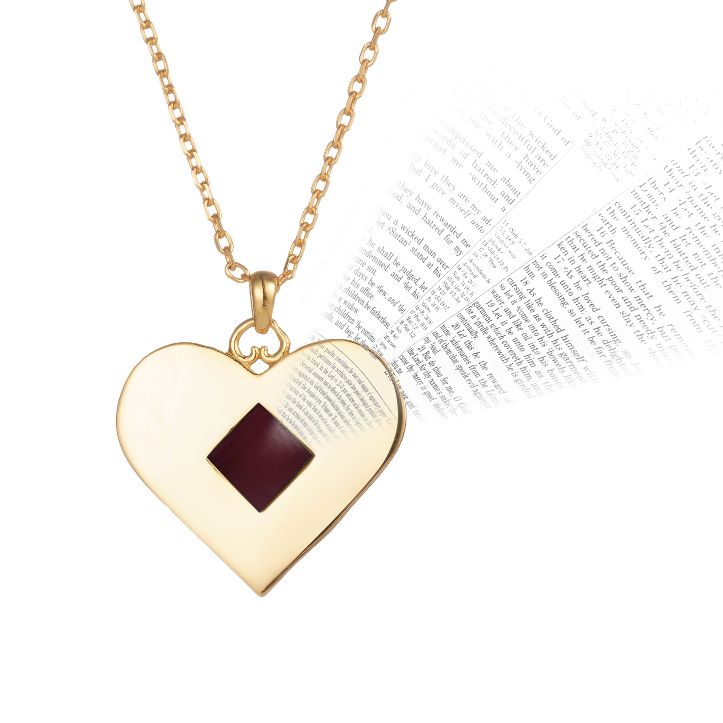 Gold Heart Bible Necklace for Women