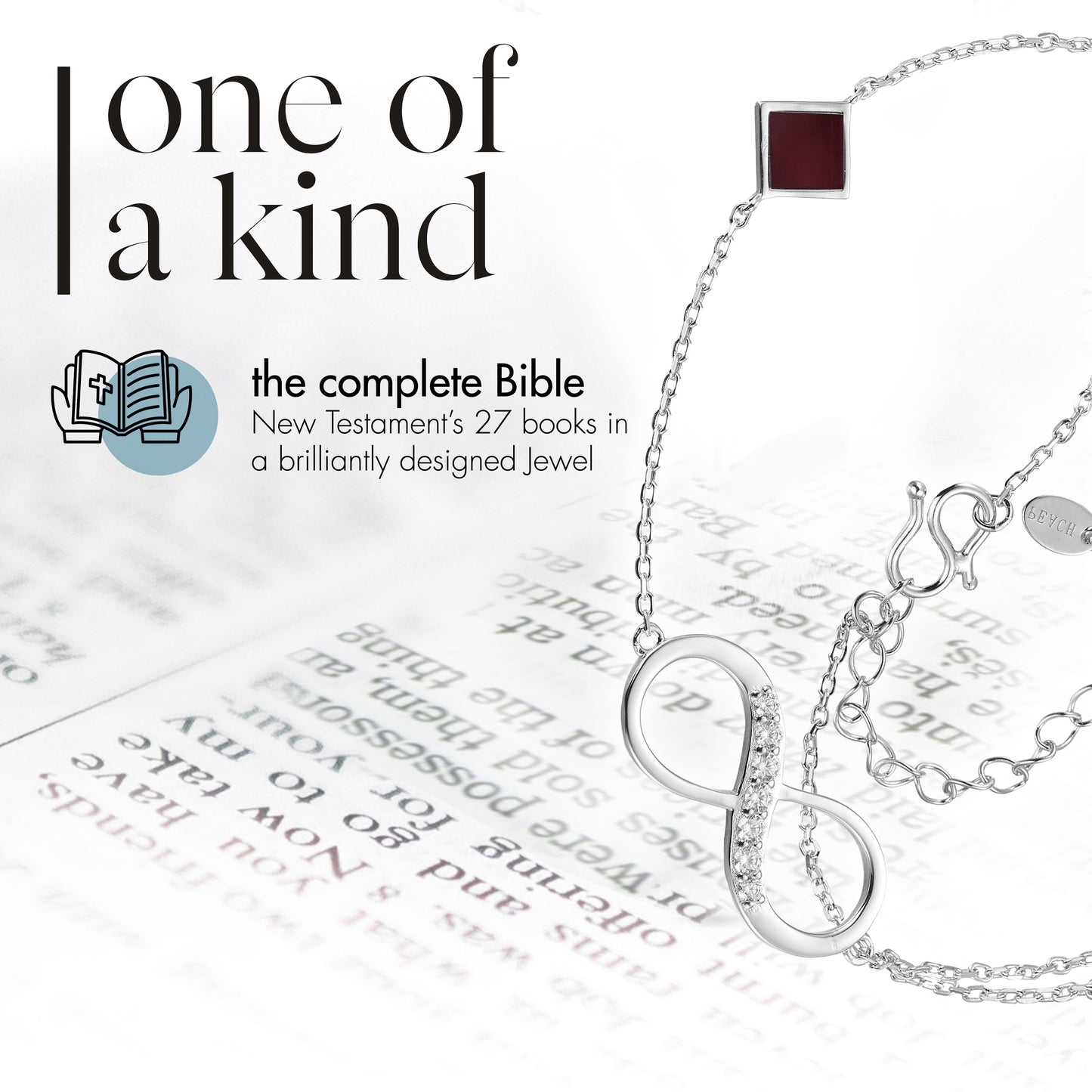 Infinity Bible Bracelet – 925 Sterling Silver Christian Bracelet with Nano New Testament
