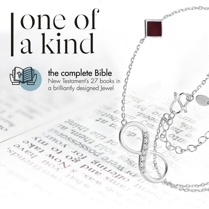 Infinity Bible Bracelet – 925 Sterling Silver Christian Bracelet with Nano New Testament