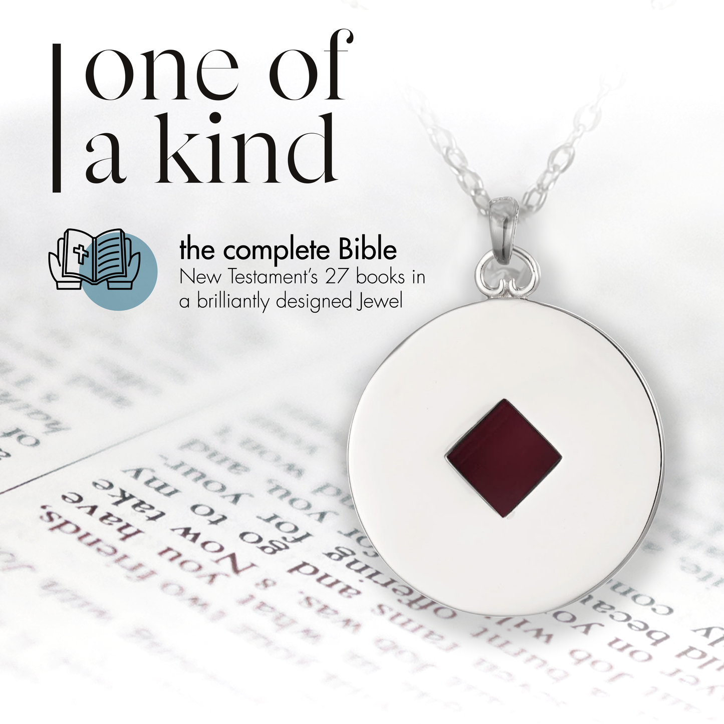 Silver Bible Necklace – Round Pendant