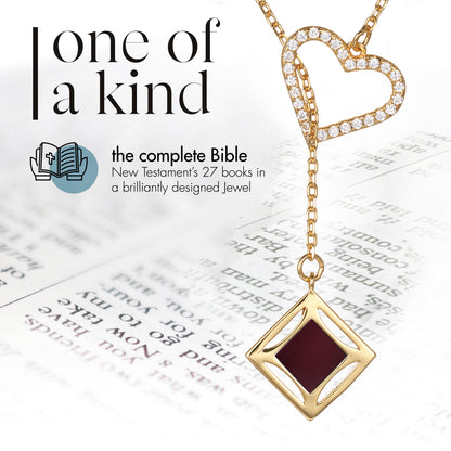 Heart Bible Necklace for Women – Gold & Silver Christian Pendant with Nano-Engraved New Testament