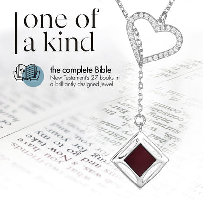 Heart Bible Necklace for Women – Gold & Silver Christian Pendant with Nano-Engraved New Testament