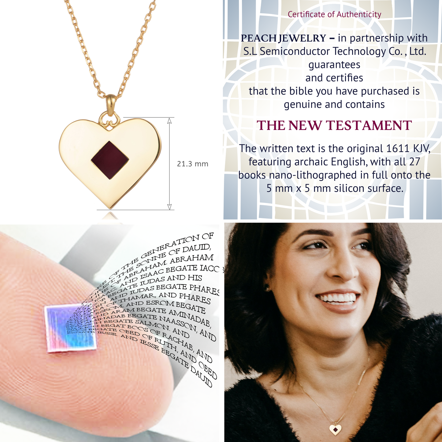 Gold Heart Bible Necklace for Women