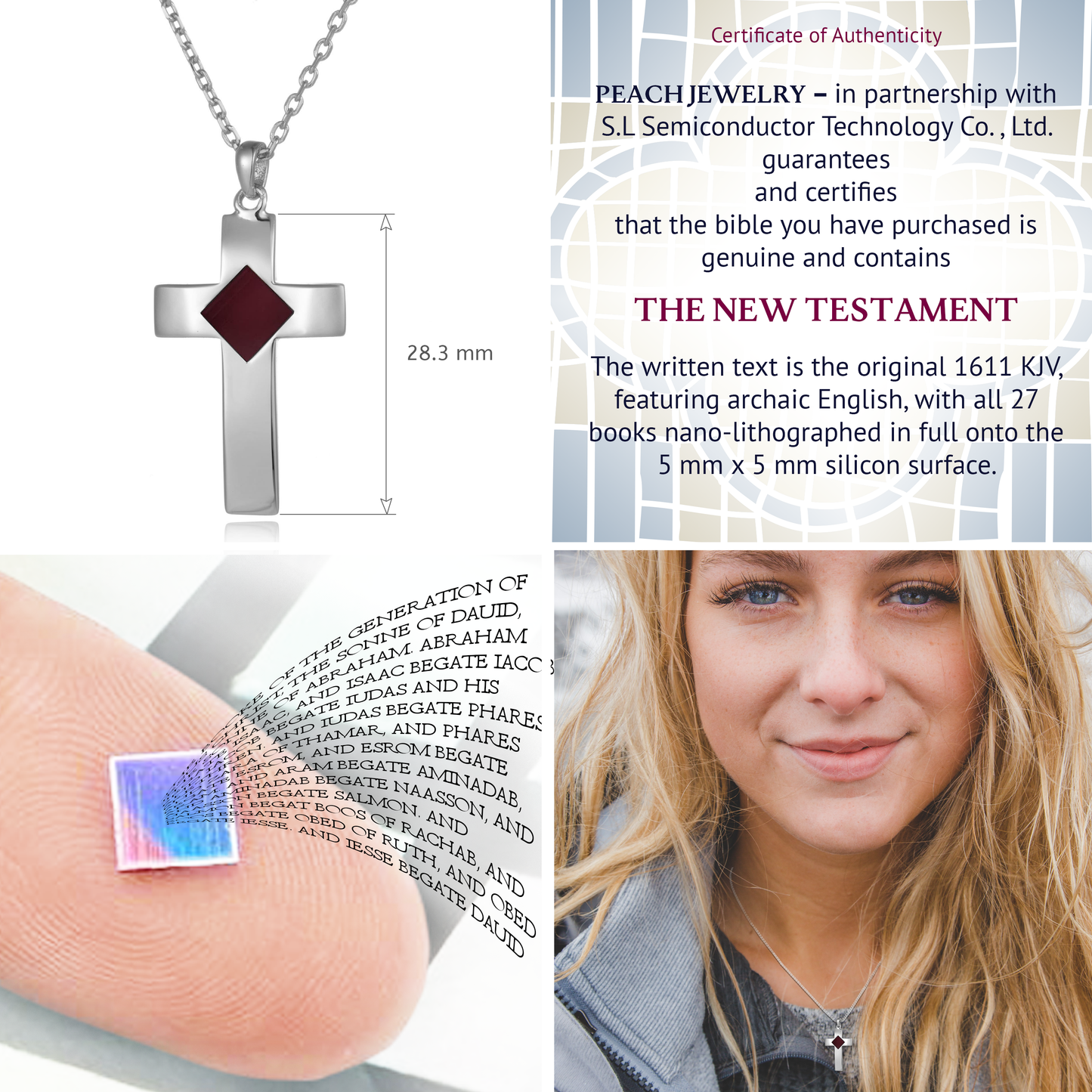 Silver Bible Cross Necklace for Women & Men