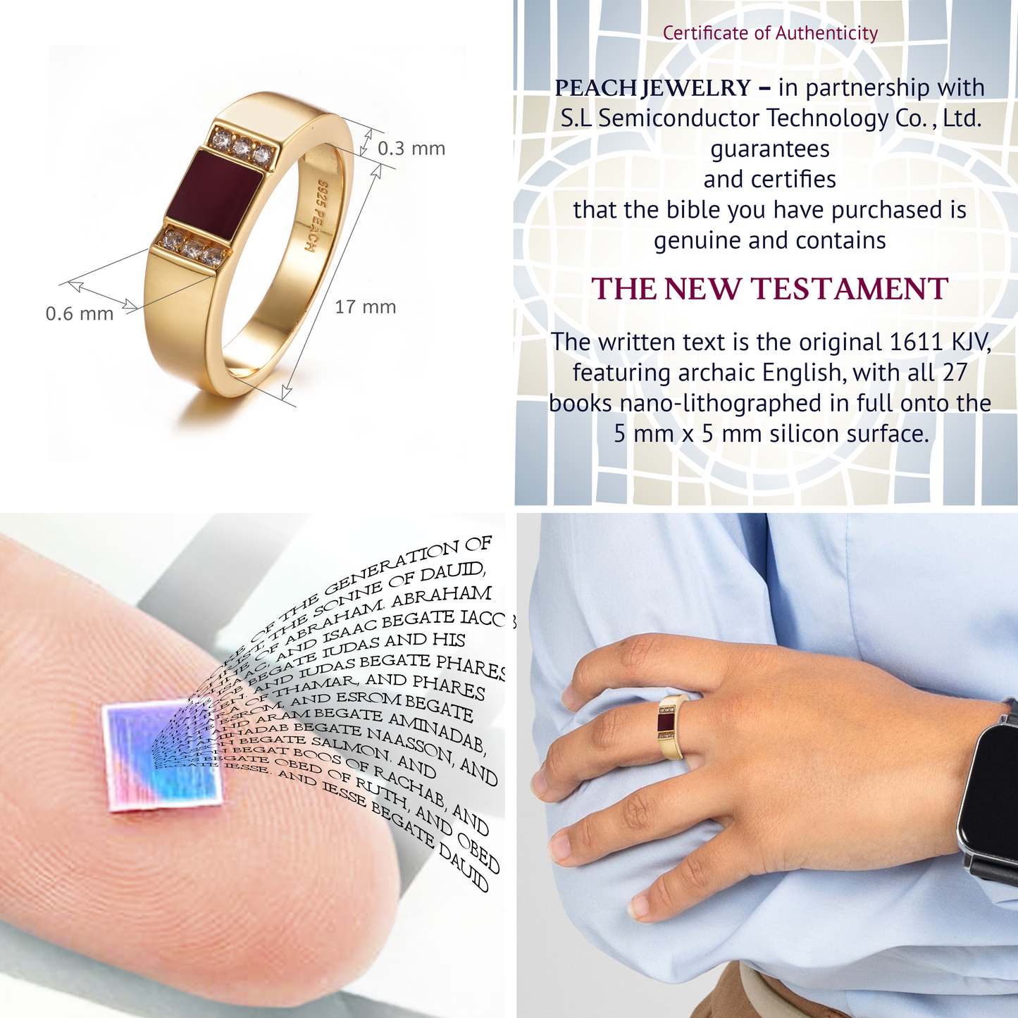 Gold Bible Ring – New Testament Engraved