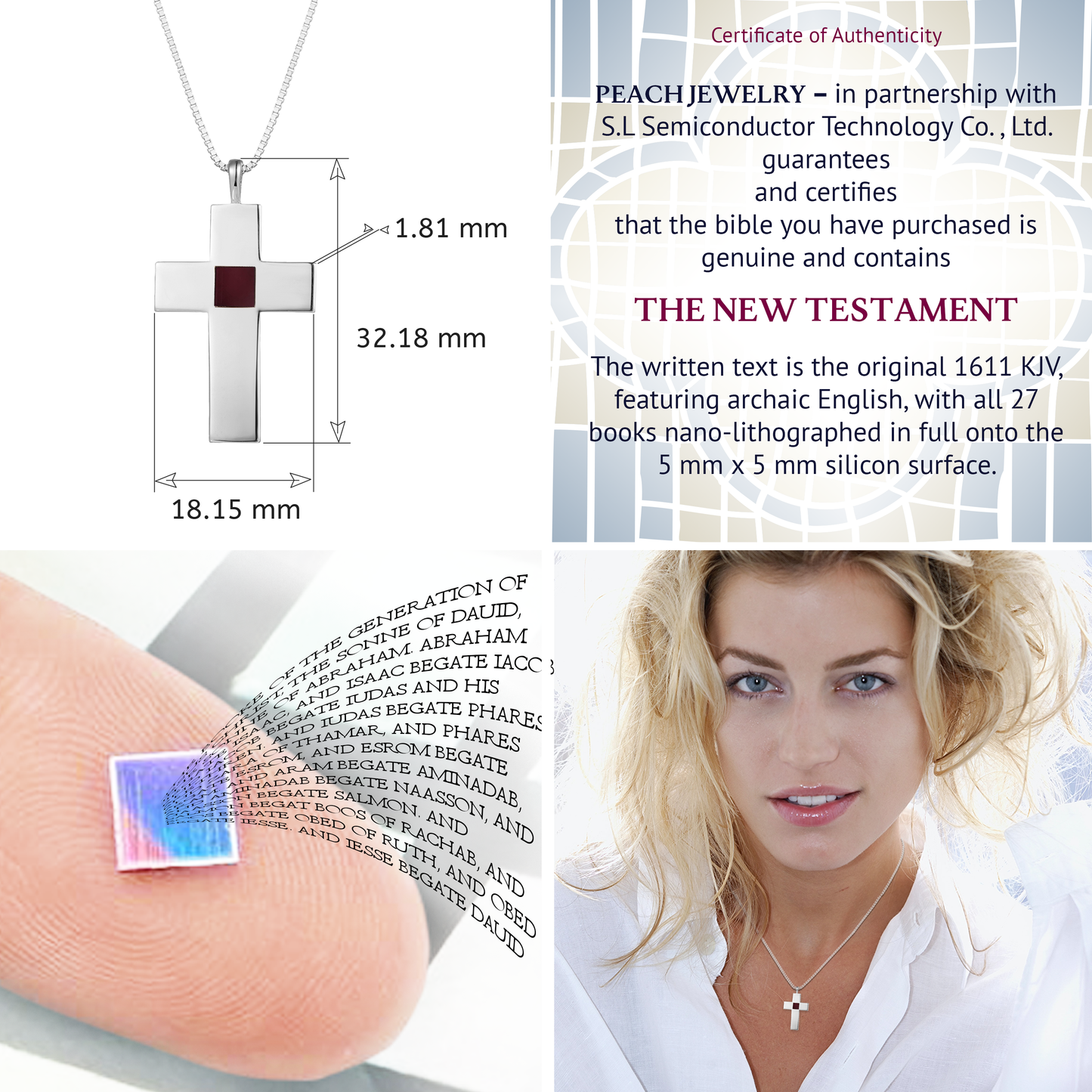 Bible Cross Necklace – Gold or Silver