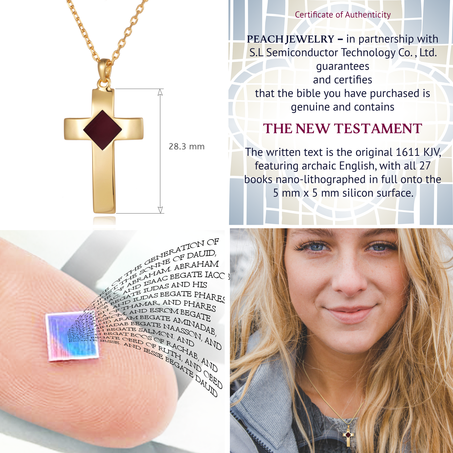Gold Bible Cross Necklace for Women & Men